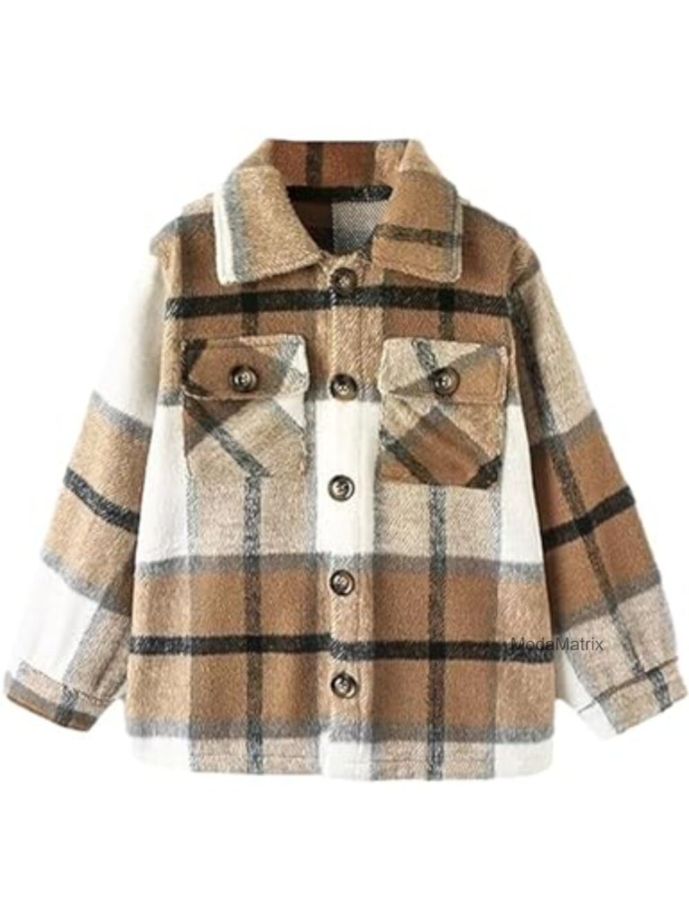 Kids Plaid Button Down Shacket, Long Sleeve Shirt Jacket
